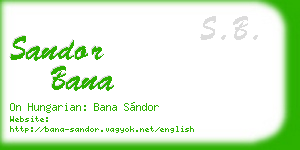 sandor bana business card